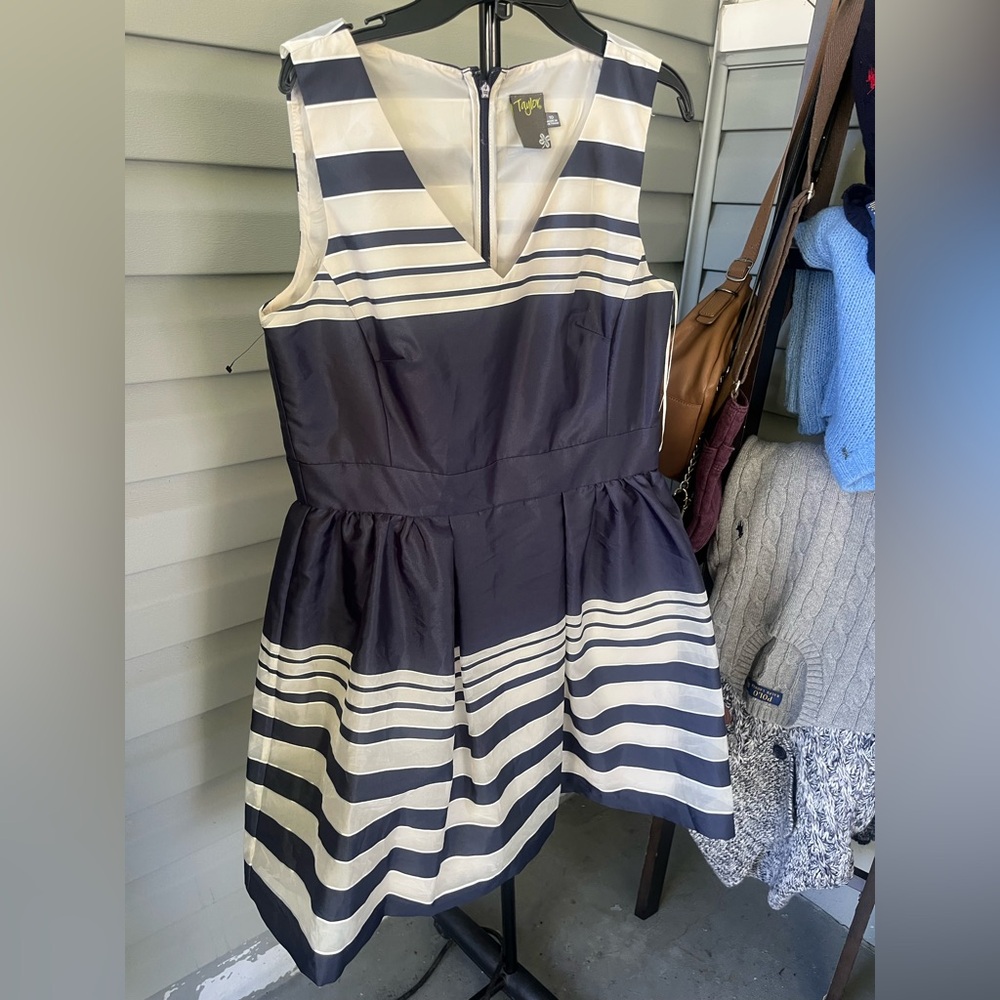 Striped Navy and White Sleeveless Dress